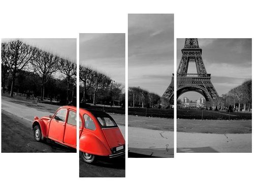 130CM 85 OBRAZ 4 ELEM CZERWONE AUTO WIEŻY EIFFLA ŚCIENNY na Arena.pl