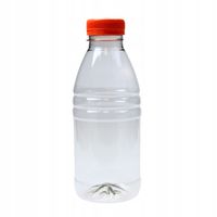 Butelki plastikowe RPET 500 ml 38mm okrągłe z pomarańczową nakrętką 90 szt.