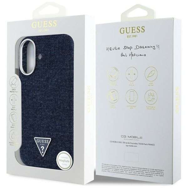 Etui Guess Denim Triangle Logo MagSafe do iPhone 16 niebieski zdjęcie 8