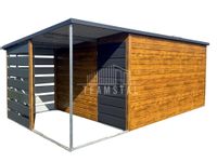 Schowek Domek Ogrodowy 4x3m + wiata 1,5m Drzwi Drewnopodobny TS642