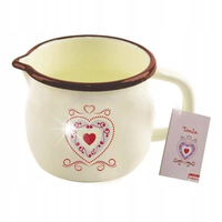 Kubek EMALIOWANY kuchenny garnek garnuszek kubeczek z uchwytem 12cm SERCE