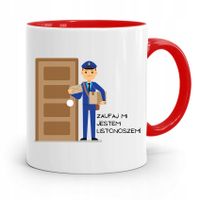 Kubek Czerwony Prezent Dla Listonosza Zaufaj Mi Z Nadrukiem Ze Zdjęciem
