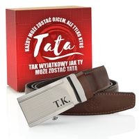 Skórzany męski brązowy PASEK BETLEWSKI dla TATY + GRAWER