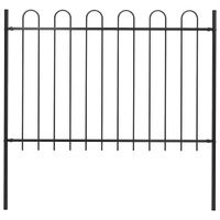 Panel ogrodzeniowy z zaokrąglonymi końcami, 1,7 x 1,2 m, czarny