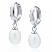 WISZĄCE RODOWANE SREBRNE KOLCZYKI KOŁA KÓŁECZKA JASNE PERŁY PEREŁKI