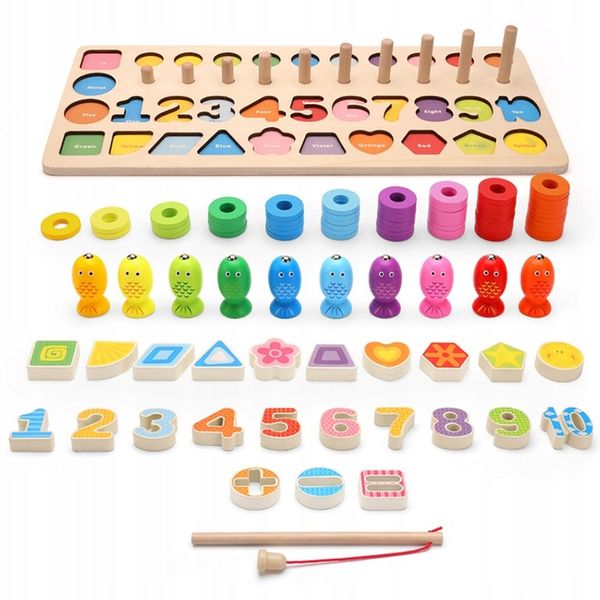 MONTESSORI EDUKACYJNA TABLICA SORTER RYBKI CYFRY zdjęcie 2