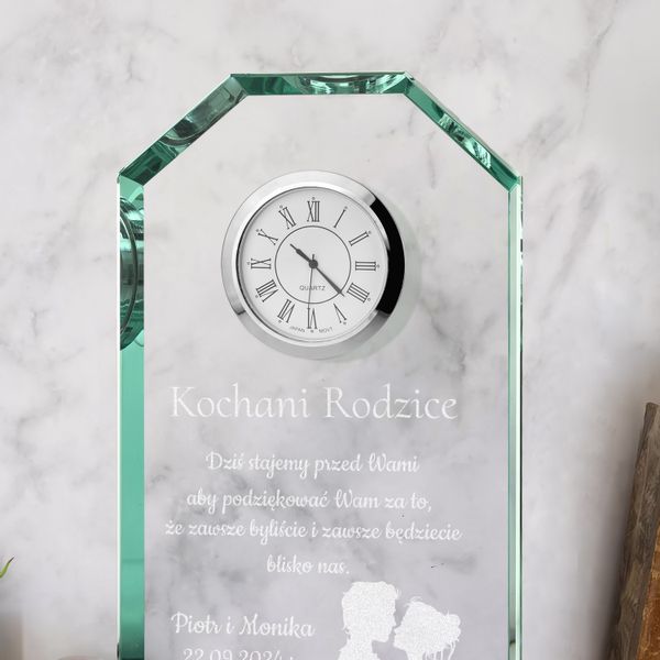 PODZIĘKOWANIE DLA RODZICÓW na ślub wesele Statuetka Zegar +GRAWER zdjęcie 4