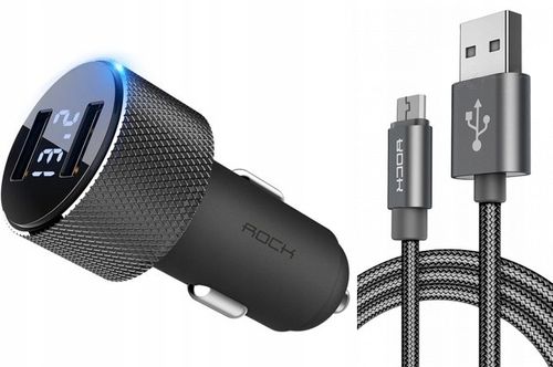 ROCK Ładowarka Samochodowa 2x USB 3,4A KABEL MICRO na Arena.pl
