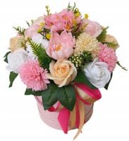DUŻY FLOWER BOX KWIATY MYDLANE RÓŻE GOŹDZIK NA PREZENT BUKIET