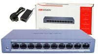 SWITCH PoE 8x PoE do kamer HIKVISION 60W 10/100Mb
