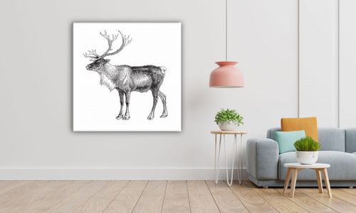 OBRAZ NA PŁÓTNIE 030 Graficzny renifer 30x30cm na Arena.pl