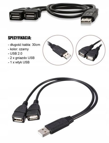 HUB ROZGAŁĘŹNIK draVires USB DUAL 2xUSB ROZDZIELACZ + naklejka na Arena.pl