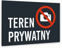 Tabliczka znak informacyjny 20x15 Antracyt TEREN PRYWATNY Nierdzewna