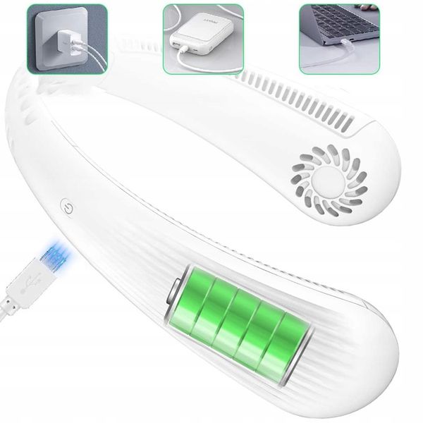 PRZENOŚNY WENTYLATOR WIATRAK NA SZYJĘ USB TRZY REGULOWANE PRĘDKOŚCI 3000mAh zdjęcie 3