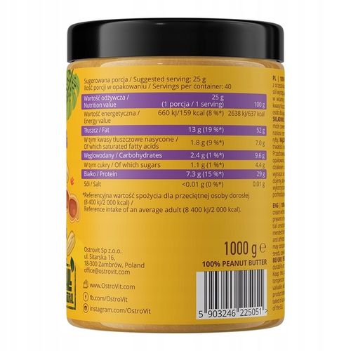 OstroVit Peanut Butter 3 x 1000 g MASŁO ORZECHOWE CRUNCHY na Arena.pl