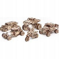 DREWNIANE PUZZLE 3D ZESTAW POJAZDÓW 5szt. DO ZŁOŻENIA DIY