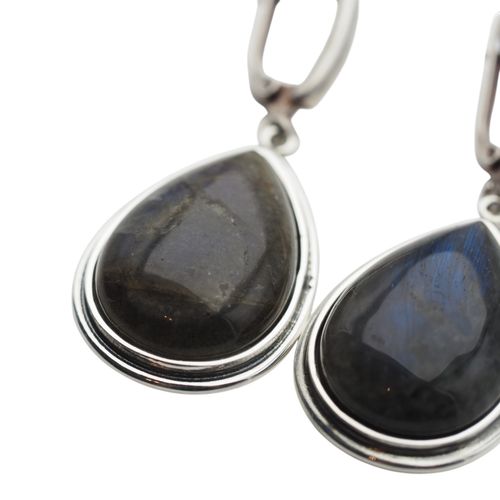 Kolczyki z Labradorytem w srebrze oksydowanym na Arena.pl