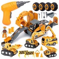 DUŻA CIĘŻARÓWKA BUDOWLANA KOPARKA 4W1 ZESTAW DIY DO SKRĘCANIA ROZKRĘCANIA