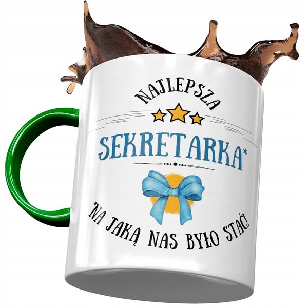 Kubek Zielony Sekretarki Najlepsza Sekretarka Z Nadrukiem Ze Zdjęciem zdjęcie 1