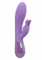 aura dual bunny vibrator silikonowy, 10 trybow, wodoodporny, fioletowy