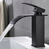 CZARNA BATERIA UMYWALKOWA STOJĄCA WODOSPAD CUBIC ŁAZIENKOWA KRAN UMYWALKI