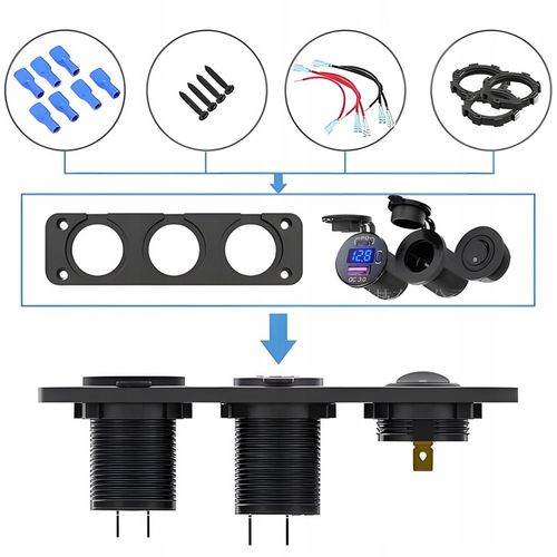 Gniazdo Zapalniczki 12V/24V Woltomierz Samochodowy PANEL Auto USB-C 22,5W na Arena.pl