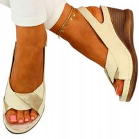 DAMSKIE SANDAŁY SKÓRA PROFILOWANE SZYTE WYSOKIE