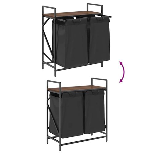 Kosz na pranie 2 przegrody z półką, brązowy dąb na Arena.pl