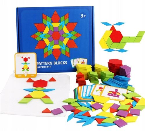 Puzzle Drewniane Układanka Montessori Mozaika XXL Klocki Drewniane 155elem. na Arena.pl