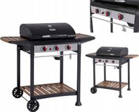 GRILL GAZOWY OGRODOWY 9KW 3 PALNIKI Z POKRYWĄ PÓŁKI CZARNY YATO