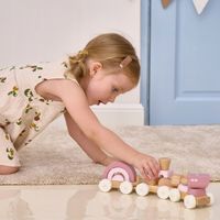 DREWNIANA Kolejka Pociąg z Wagonikami CIUCHCIA RÓŻOWA Klocki VIGA PolarB