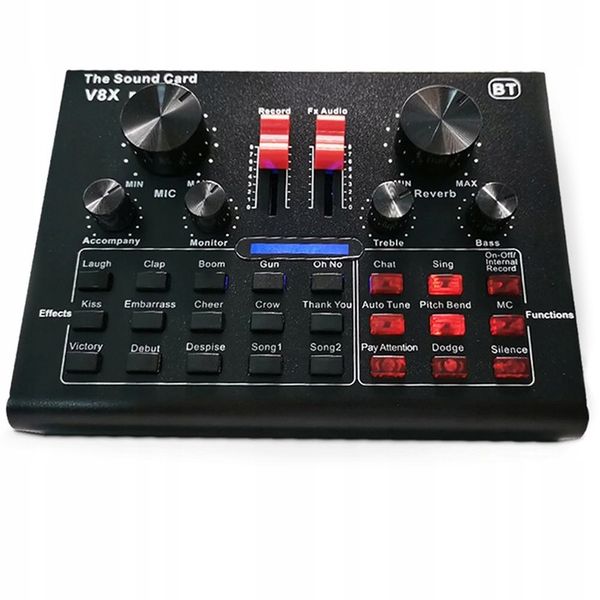 Mikrofon studyjny ze statywem i filtrem USB z mixerem Bluetooth V8X PRO zdjęcie 8