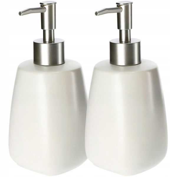 Dozownik Na Mydło Płyn Pojemnik Biały 2 x 400ml zdjęcie 1