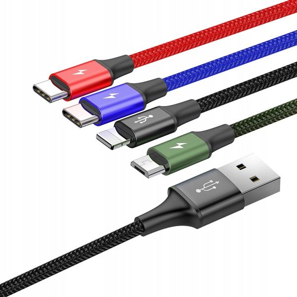 SZYBKI KABEL MOCNY PRZEWÓD BASEUS 4W1 USB DO IPHONE LIGHTNING MICRO 2xUSB-C zdjęcie 2