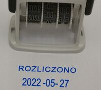 ROZLICZONO - datownik z tekstem kieszonkowy - DATA i TEKST w jednym odbiciu