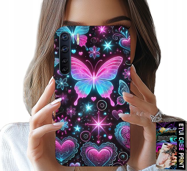 ETUI DO OPPO A91 - KOLOROWY MOTYLEK SERCE MODNE WZORY CASE zdjęcie 1