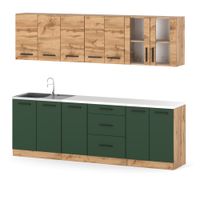 Kuchnia Modułowa Nowoczesna Blat Remino 2.6m Wotan Wotan Butelkowa Zieleń