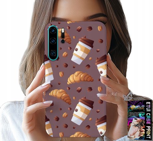 ETUI DO HUAWEI P30 PRO - CASE Z KAWĄ ROGALIKAMI I ZIARNAMI W TLE na Arena.pl