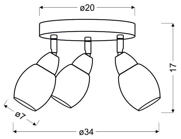 Rico plafon 3x6W LED smd główka okrągła 1e z przegubem kd system klosz wym zdjęcie 3