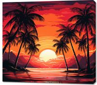 Obraz 100x90cm Palmy Przy Lagunie