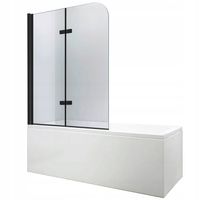 CZARNY PARAWAN SZKLANY NA WANNĘ SKŁADANY NAWANNOWY DWUCZĘŚCIOWY 80 CM