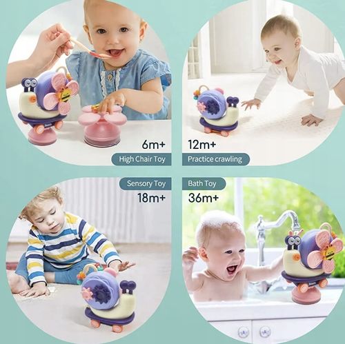 INTERAKTYWNY SENSORYCZNY ŚLIMAK 4w1 SPINER Z PRZYSSAWKĄ DLA NIEMOWLĄT na Arena.pl