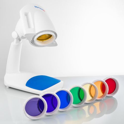 Lampa Bioptron Pro 1 z filtrem fulerenowym, statyw stołowy PAG-990-FFK z prezentem Zepter Gratis filtr - Filtr czerwony na Arena.pl