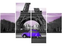 OBRAZ FIOLETOWY CITROEN 2CV WIEŻĄ EIFFLA