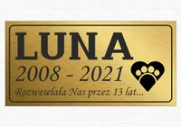 GRAWER Tabliczka nagrobna nagrobkowa dla zwierząt kota psa złota 20x10