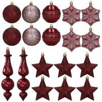 Bombki choinkowe 18 szt. zestaw ozdoby świąteczne matowe połyskujące brokatowe bordowe