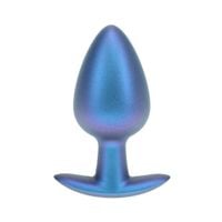 smooth silicone anal plug - large - 3.5" / 8,9 cm - metallic blue