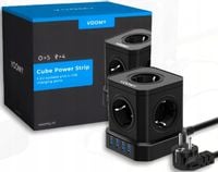 LISTWA PRZEPIĘCIOWA KOSTKA ZASILAJĄCA OCHRONNA 9w1 5 GNIAZDEK + 4 PORTY USB