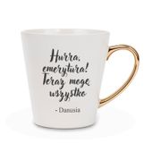 Kubek na kawę złote ucho 300ml prezent   dla niej na emeryturę dla emerytki