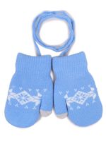Rękawiczki chłopięce jeden palec ze sznurkiem wzór niebieskie 12 cm YOCLUB